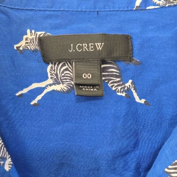 J. Crew Blue Long Sleeve Notched Collar Button Down Shirt 00 - Picture 2 of 7